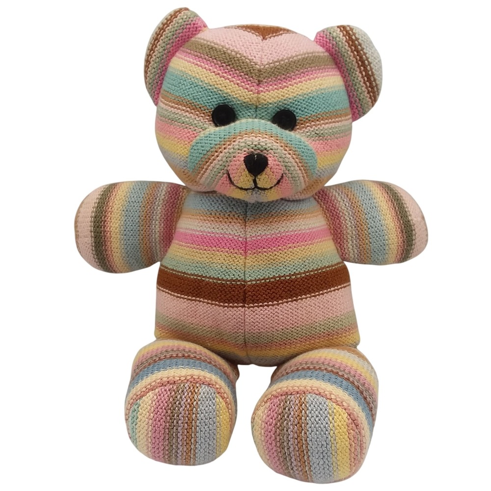 Christine Foley Knit Sweater Teddy Bear Stuffed Animal Plush Toy Pastel‎ Stripes